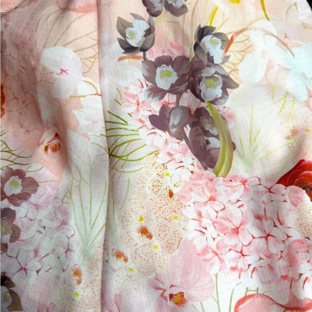 INA Pink Floral Puff Sleeve Belted Mini Dress | Romantic Spring Garden Party - Picture 10 of 10